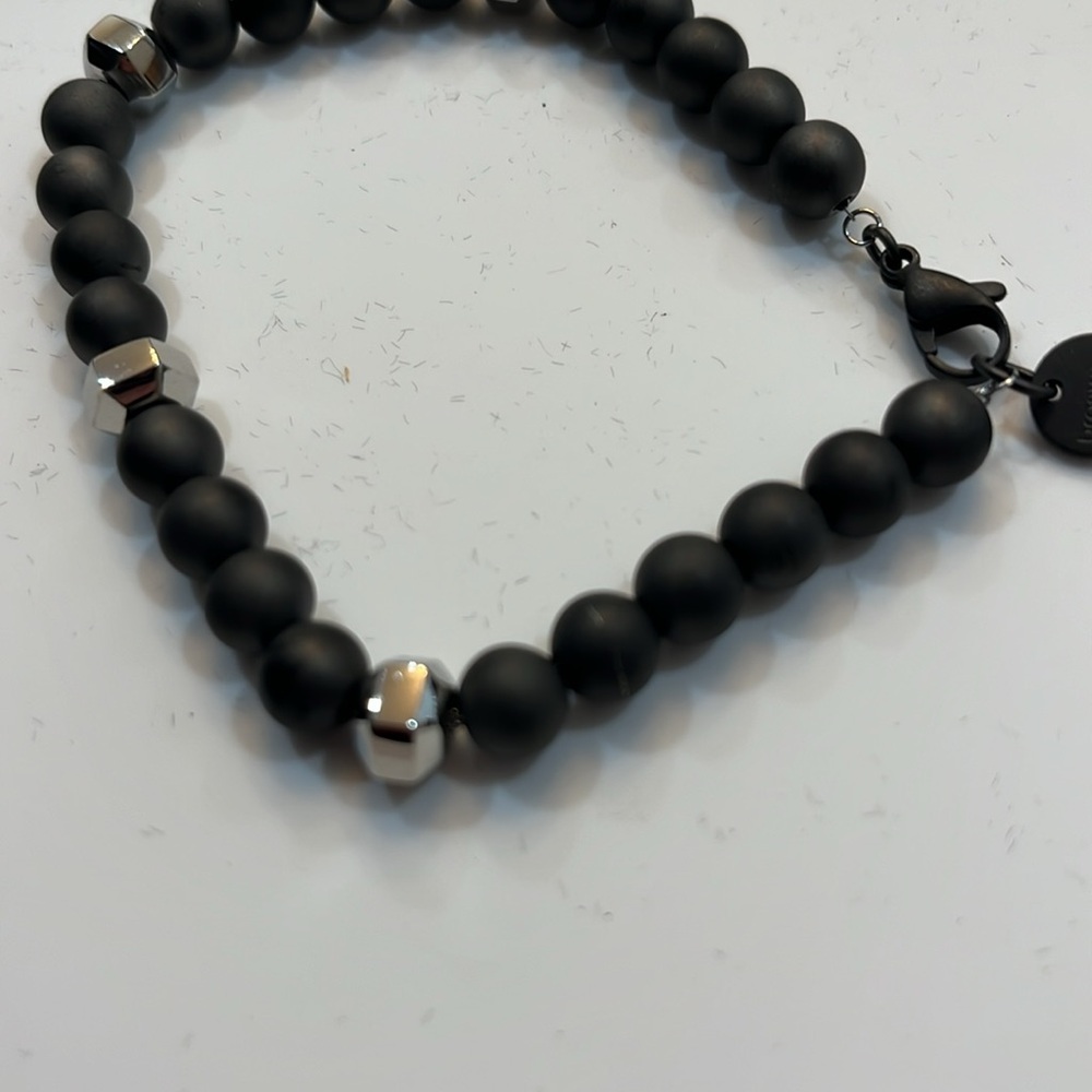 BROSWAY SHANTI MENS BEAD DARK MATTE GREY BALLS BALLS WITH SILVER  BEAD BRAND NEW